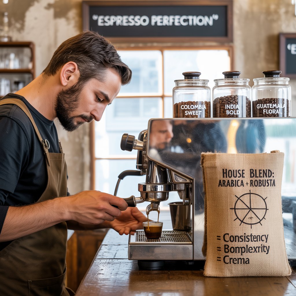 Blended Arabica and Robusta