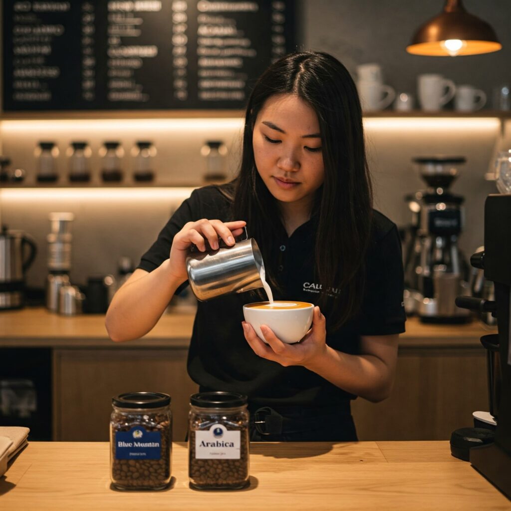 Coffee Lovers making Latte Art